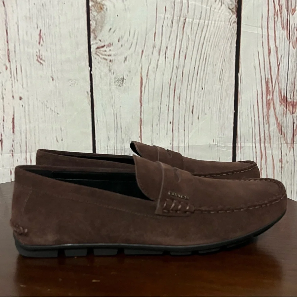 Coach MOTT DRIVER DARK MAHOGANY Men's Suede Loafers driving shoes size 8D NiB